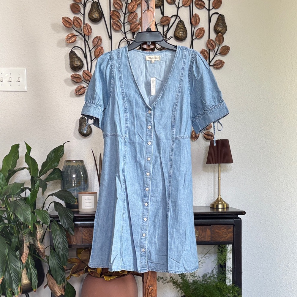 NWT Madewell Light Blue Denim Button-Front Dress size 14